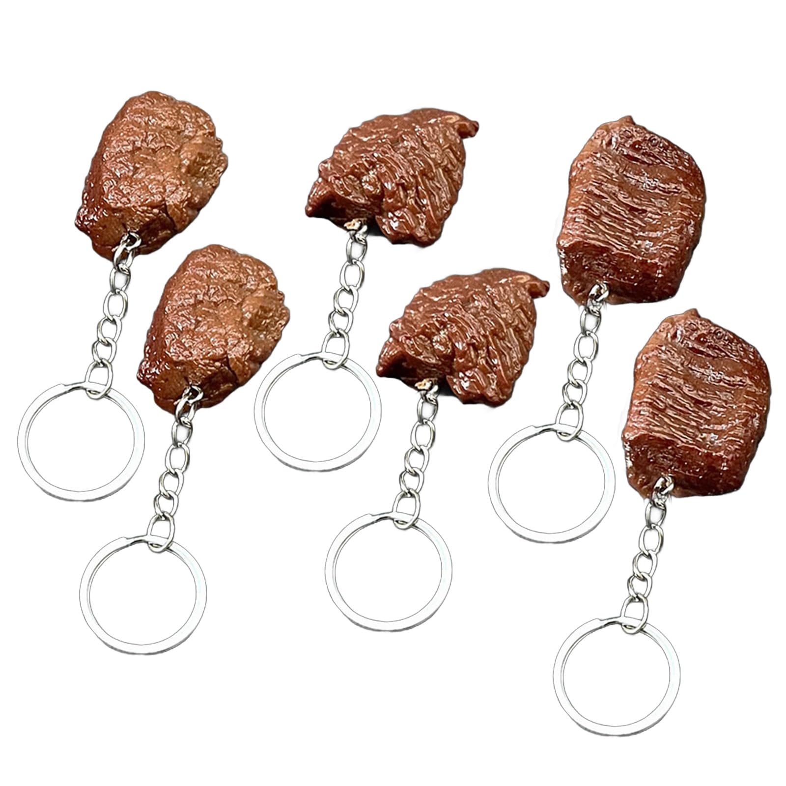 Vdaxvme 6Pcs Realistic Steak Keychain Artificial Steak Pendant Keychain Phone Charm for Bag Keyring Decoration