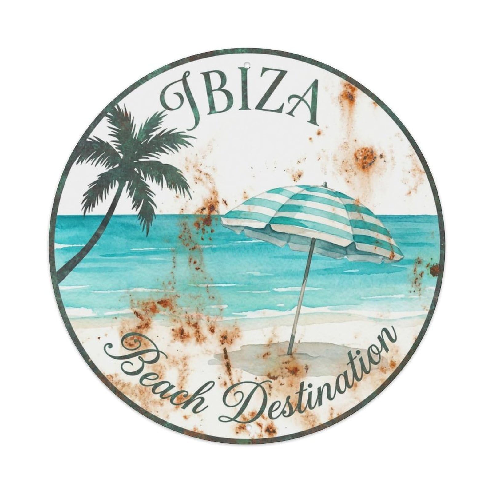 Vintage Travel Ibiza Spain Charm Metal Tin Sign