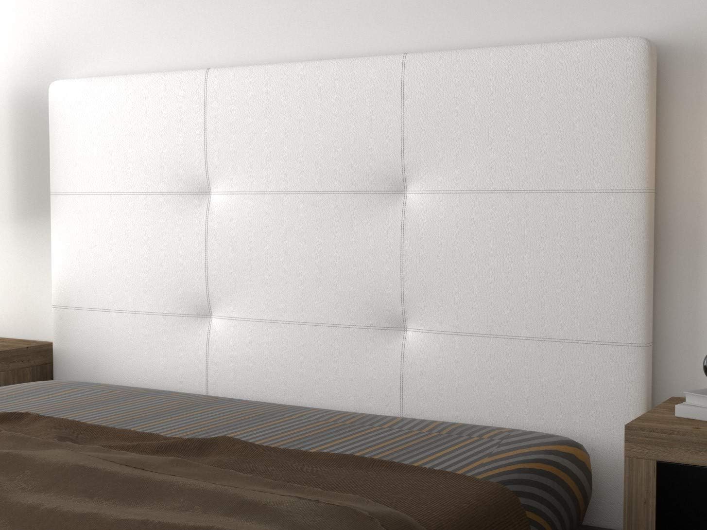LA WEB DEL COLCHON - Cabecero tapizado Andrea para Cama de 150 (160 x 120 cms) Blanco Polipiel | Cabezal Cama