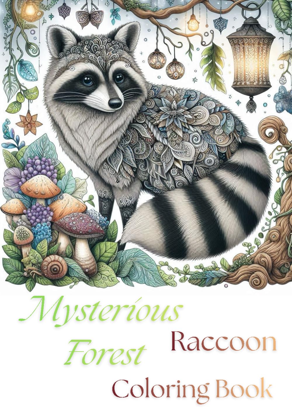 Mysterious Forest Raccoon Coloring Book