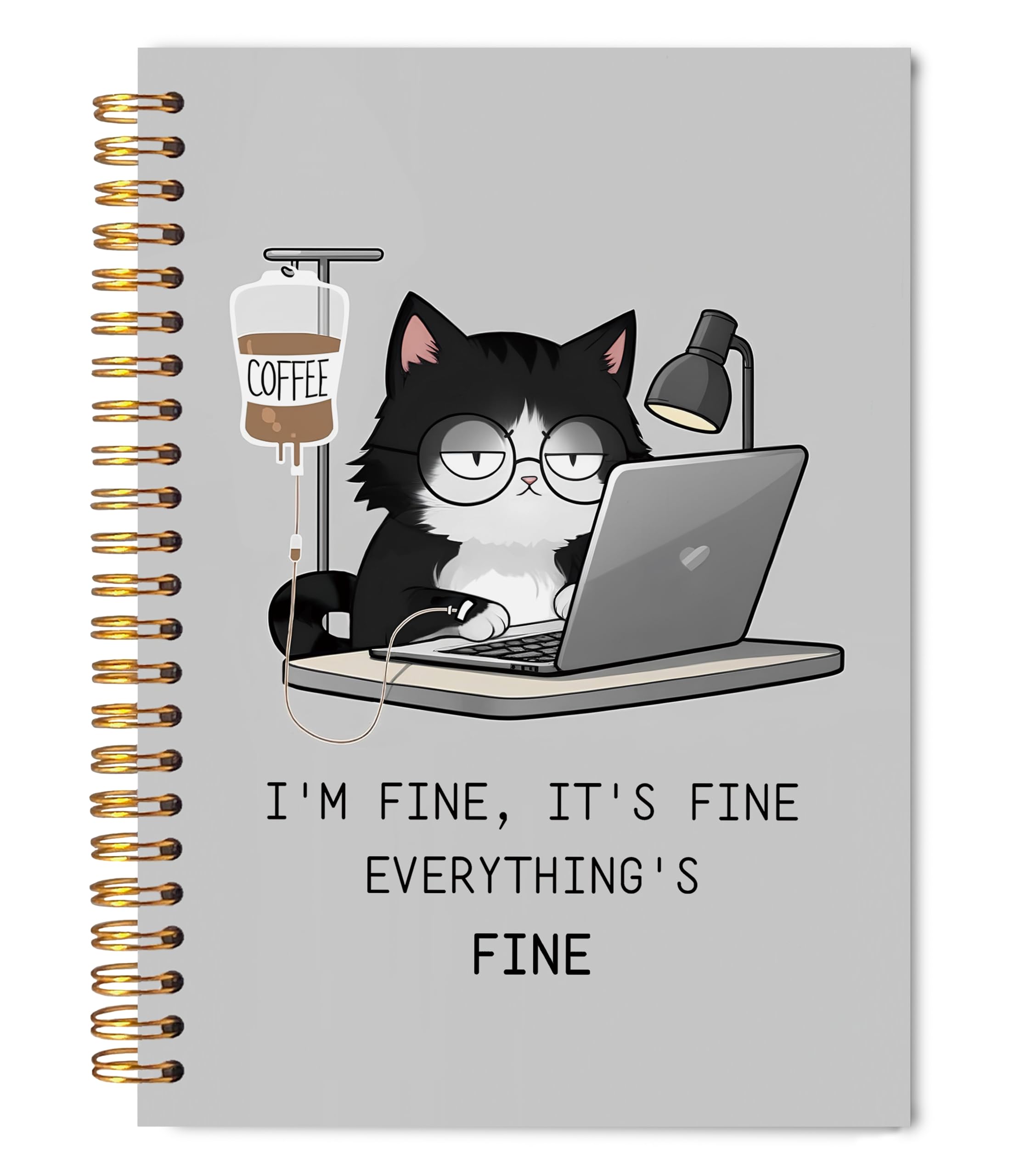 Welshower Funny Cat Notebook Journal for Work 5.5x8.3, Funny Cat Office Supplies, Sarcastic Office Work Humor Gifts for Coworkers Women Men Hardcover