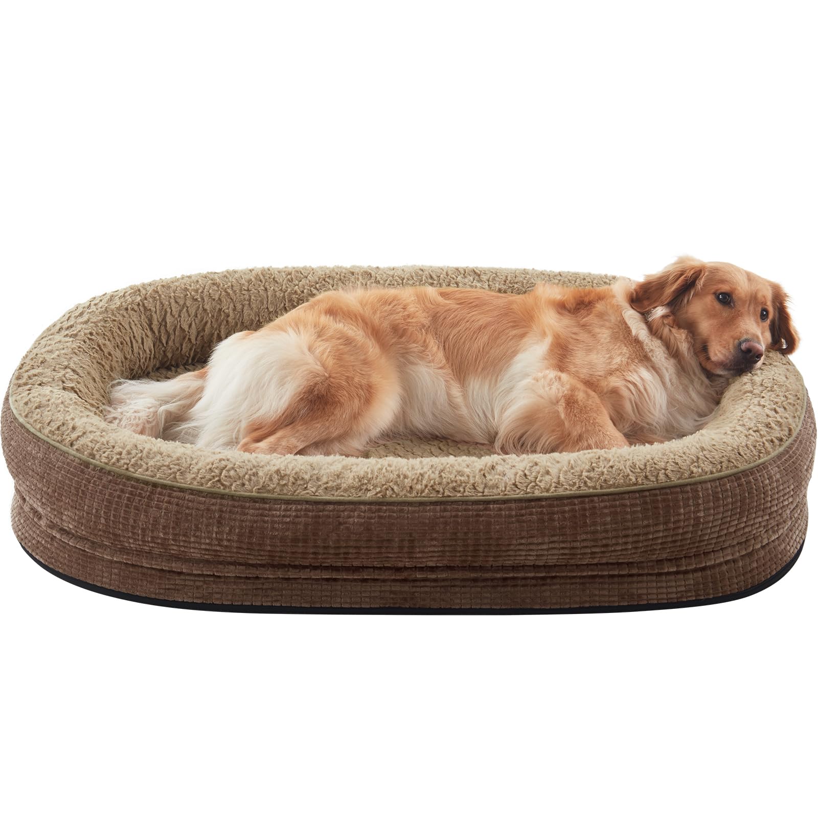 Pawk Orthopädisches Hundebett Grosse Hunde, Vierseitiges Nackenrolle Kissen Hundebett Orthopädisch, Memory Foam Hundekorb XL Wasserdicht rutschfest, Hundebetten Abnehmbar und Waschbar