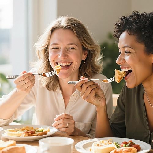 Miniatura 9 de Juego de cubiertos de plata martillada KINGSTONE, juego de 40 piezas para 8, juego de cubiertos de acero inoxidable 18/10 de alta resistencia, juego