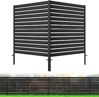 2 Panels No-Dig Metal Privacy Fence Screen, 48" H × 48" W Outdoor Air Conditioner Fence, Rustproof AC Unit Cover to Hide Trash Bins, Pool Equipment Enclosure, Decorative Garden, Patio & Backyard