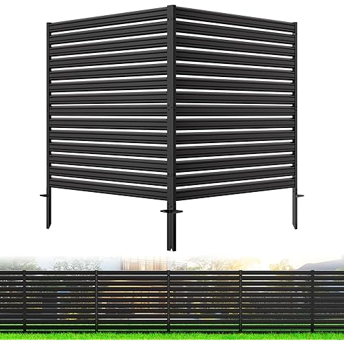 2 Panels No-Dig Metal Privacy Fence Screen, 48" H × 48" W Outdoor Air Conditioner Fence, Rustproof AC Unit Cover to Hide Trash Bins, Pool Equipment Enclosure, Decorative Garden, Patio & Backyard