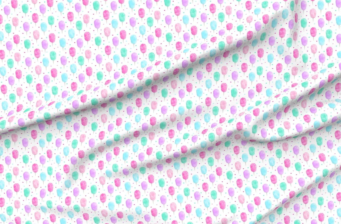 Spoonflower Fabric - Cotton Candy Hearts Girl Summer Trendy Pink Purple Watercolor Pastel Printed on Petal Signature Cotton Fabric Fat Quarter - Sewing Quilting Apparel Crafts Decor