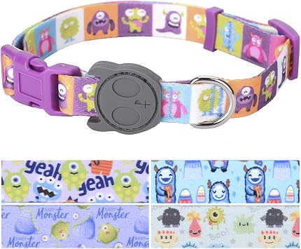 PetANTastic Best Adjustable Medium Dog Collar Durable Soft & Heavy Duty with Cute Monster Design, Outdoor & Indoor use Comfort Dog Collar for Girls, Boys, Puppy, Adults