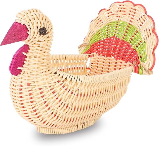 Agatige Rustic Egg Storage Baskets, Natural Candy Storage Baskets Chicken Egg Basket Chicken Hen Shaped Egg Storage Basket Holder Rack for Vegetable, Fruit, Kitchen Countertop 8.7x5.1x6.7in