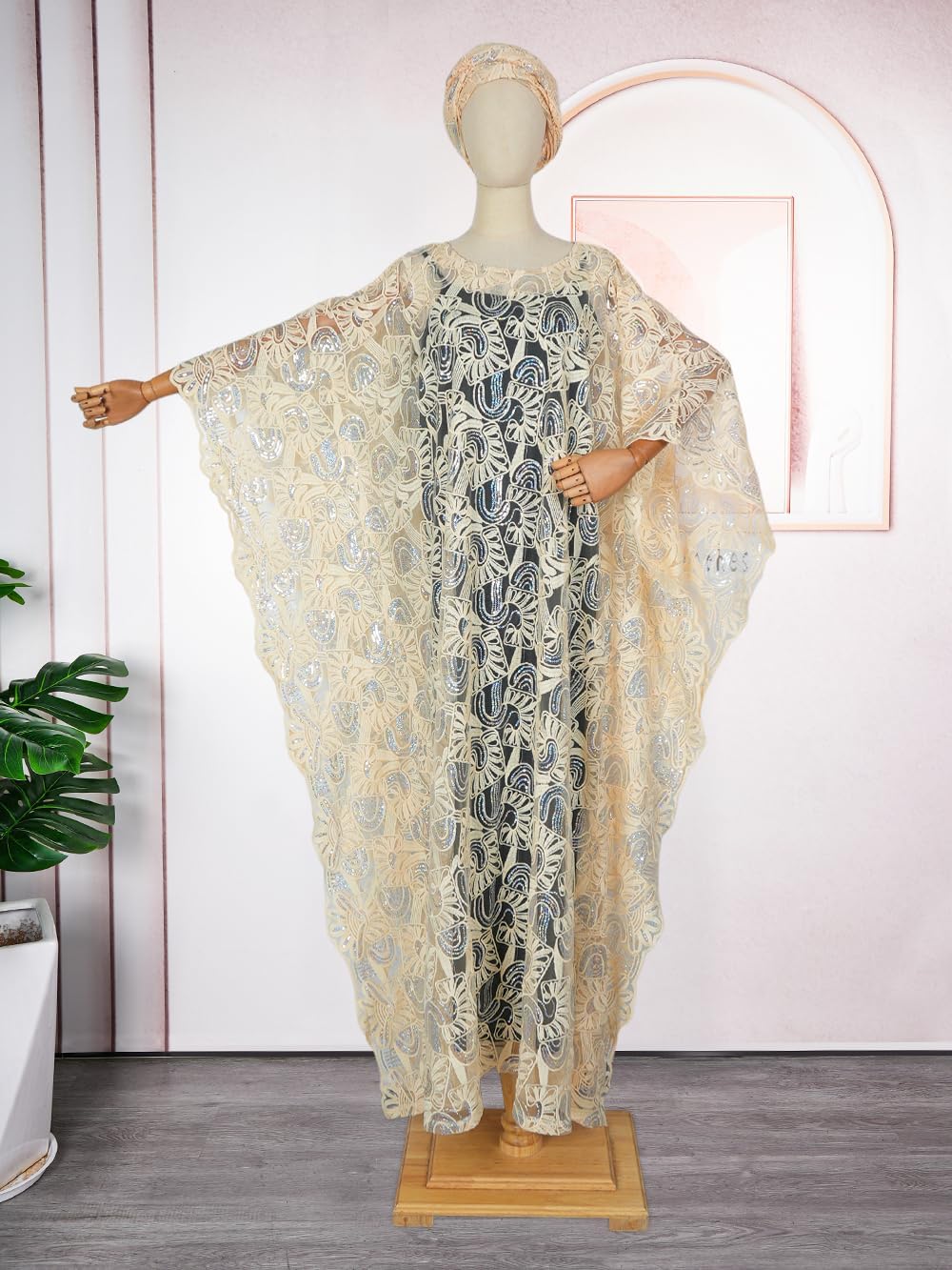 HD Lace Kaftan Dress Collection for Woman Embroidery Rhinestone Evening Party Gown Plus Size Color Options - Image 3