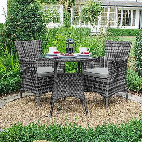 Nova Outdoor Garden Furniture Amelia 2 Seat Bistro Set 74cm Round Grey Amazon.co.uk Home