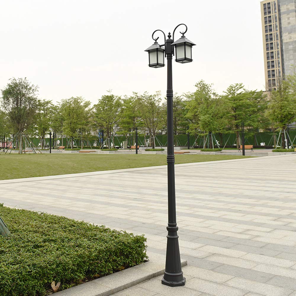 Lampy Zewnętrzne Na Słupach Oświetleniowych, 2-Punktowe, Czarne Wykończenie, Lampa Krajobrazowa, Antykorozyjna, Aluminiowa, Wysoka Lampa Słupowa, Ip56, Wodoodpo(Wysokość 290 Cm)