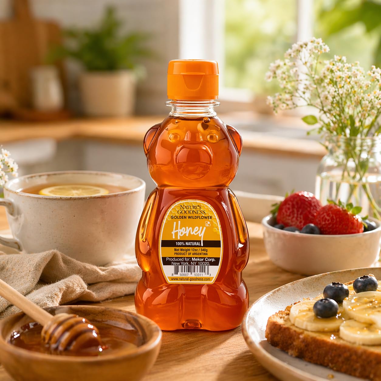 Nature's Goodness Teddy Bear Golden Wildflower Honey, Teddy Bear, 12 Ounce (Pack of 6)