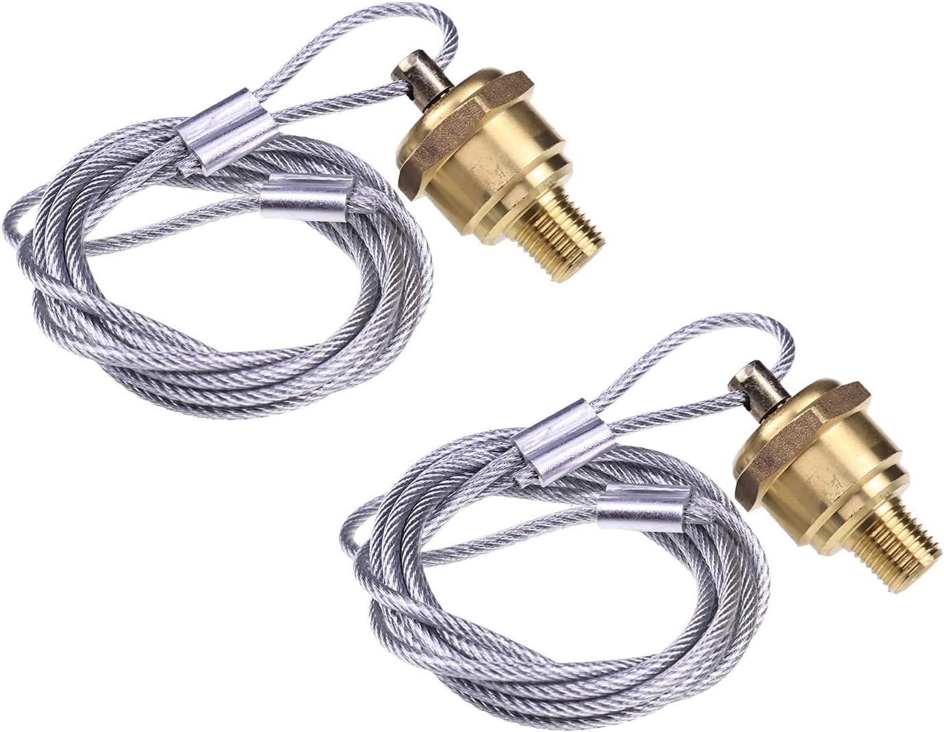 2 Pack 1/4" NPT Air Tank Drain Valve with 60" Cable, Manual Reservoir Bleeder Plug Fits Semi Trucks, Replaces Haldex 12105 N3613AD, Brass Fitting, 200 PSI