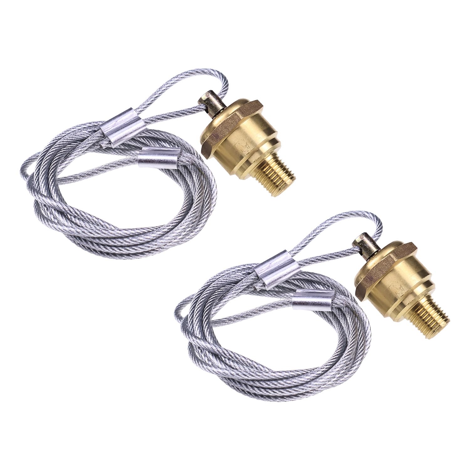 Etersec 2 Pack 1/4" NPT Air Tank Drain Valve with 60" Cable, Manual Reservoir Bleeder Plug Fits Semi Trucks, Replaces Haldex 12105 N3613AD, Brass