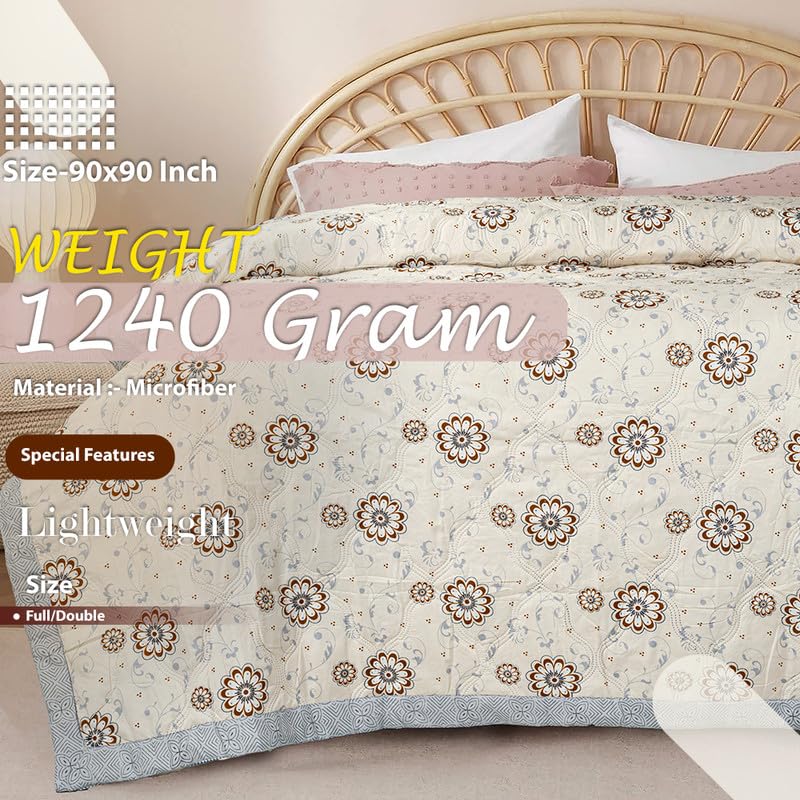 Image of BSB HOME 2nd Gen 120 GSM Microfiber Reversible AC Comforter /Blanket for Winter /Quilt /Duvets for Double Bed (230 X 220 cm, Off White & Blue)