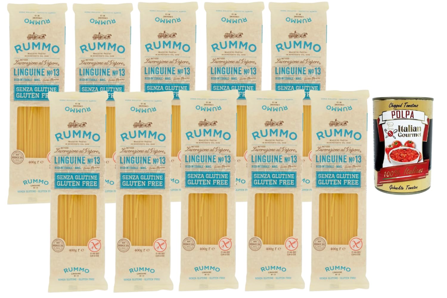 Italian Gourmet Linguine N°13 sans gluten 10 x 400g + Polpa offerte