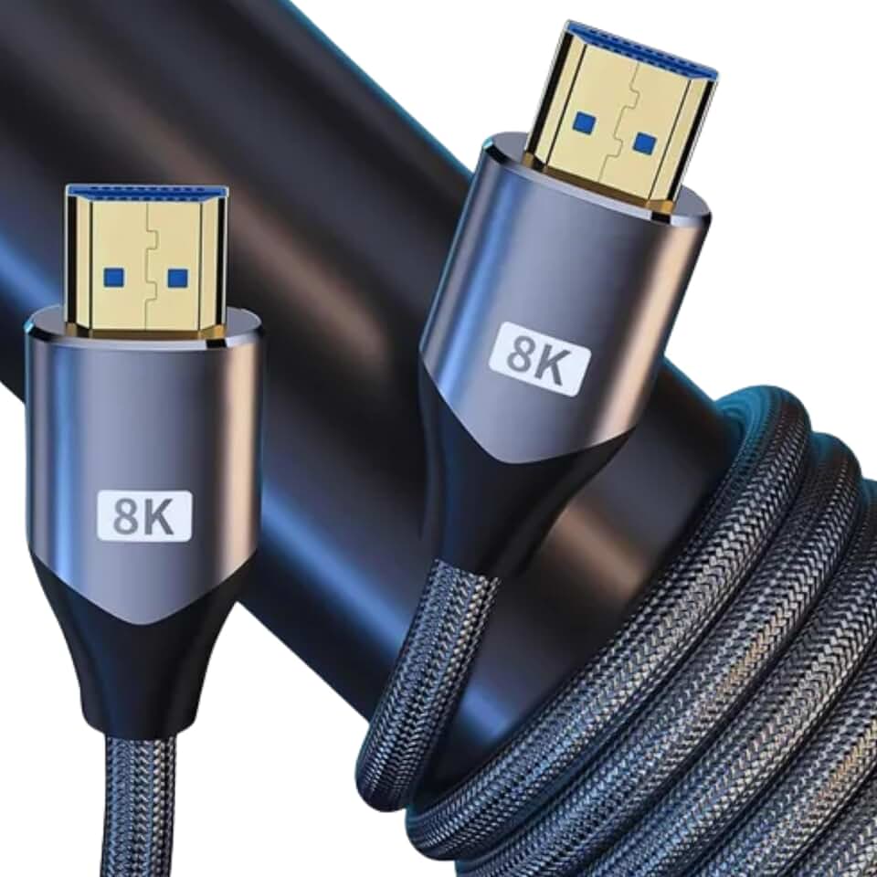 Cabo HDMI 2.1, 8k - 5 Metros - 8K 60Hz/4K 120Hz/2K 144Hz, 48Gbps, Blindado Banhado Ouro, Compatível com PS5, Xbox Series X/S, TVs e Monitores