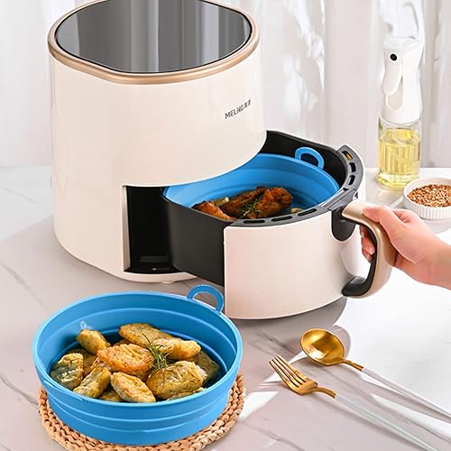 Miniatura 5 de YEJAHY Olla de silicona para freidora de aire de 7.5 pulgadas, cesta plegable para freidora de aire, accesorios de horno reutilizables seguros para