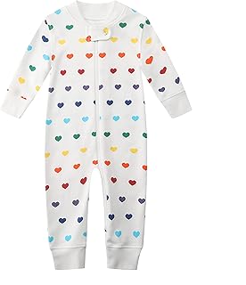 Organic Cotton Baby Boy Girl Zip up Sleep 'N Play Pjs, Footless, Long Sleeve