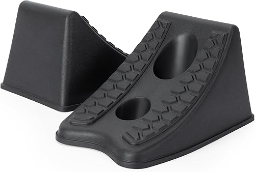 Miniatura 10 de TONDA Cuña de rueda de alta resistencia para automóvil, remolque de viaje, caravana, 8 x 4.7 x 4.7 pulgadas, paquete de 4, color negro