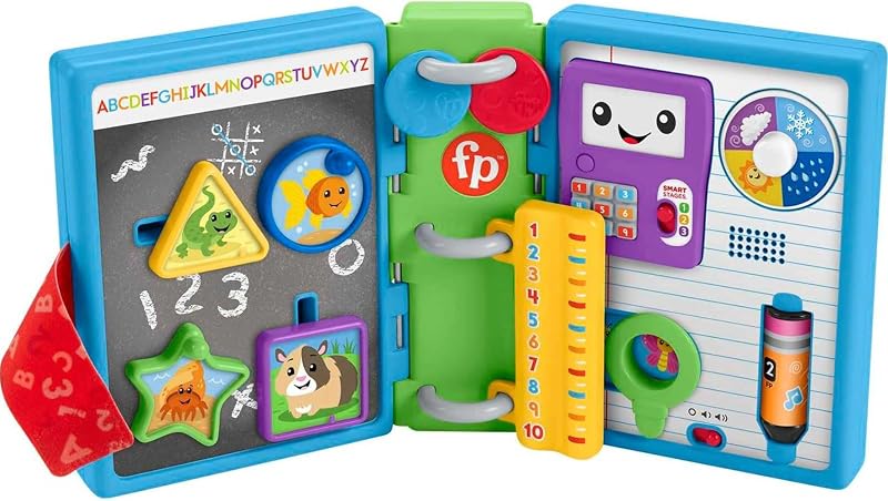 Fisher-Price Juguete de aprendizaje para bebés Ríe y aprende 123 Libro escolar con luces musicales y actividades para juegos de desarrollo Bebés a partir de 6 meses
