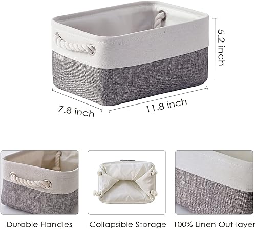 Miniatura 6 de TheWarmHome - Canastas de tela plegables para almacenar y organizar estantes, armario, juguetes, ideal para regalo, 12 x 8x 5.2 pulgadas, 1 unidad,