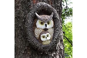 Enchanting Owl Tree Hugger: A Motherly Embrace for Garden Delights