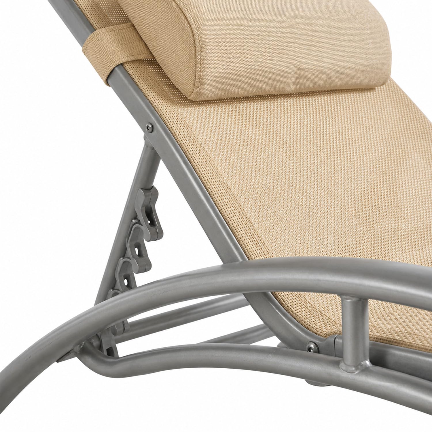 Set 2 Lettini Prendisole Reclinabili Con Schienale Regolabile 5 Posizioni Traspirante Per Piscina Terrazza Relax Outdoor 59 x 158 x 81.5 Cm Beige