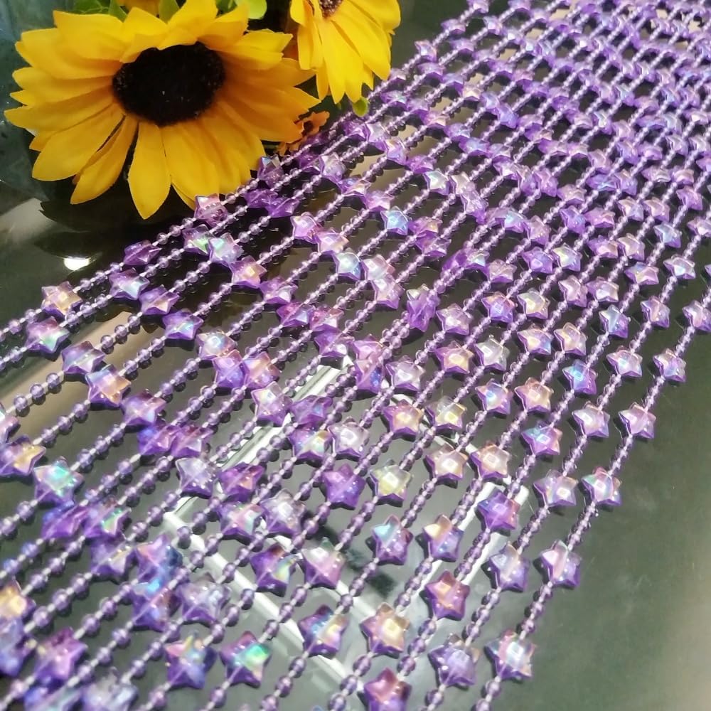 ave split Beaded Curtain Doorways Star Acrylic Hanging Door Beads String Curtains Tassel Room Divider Screen Decor for Doorway Window Living Room Wedding 049Star (Purple Star)