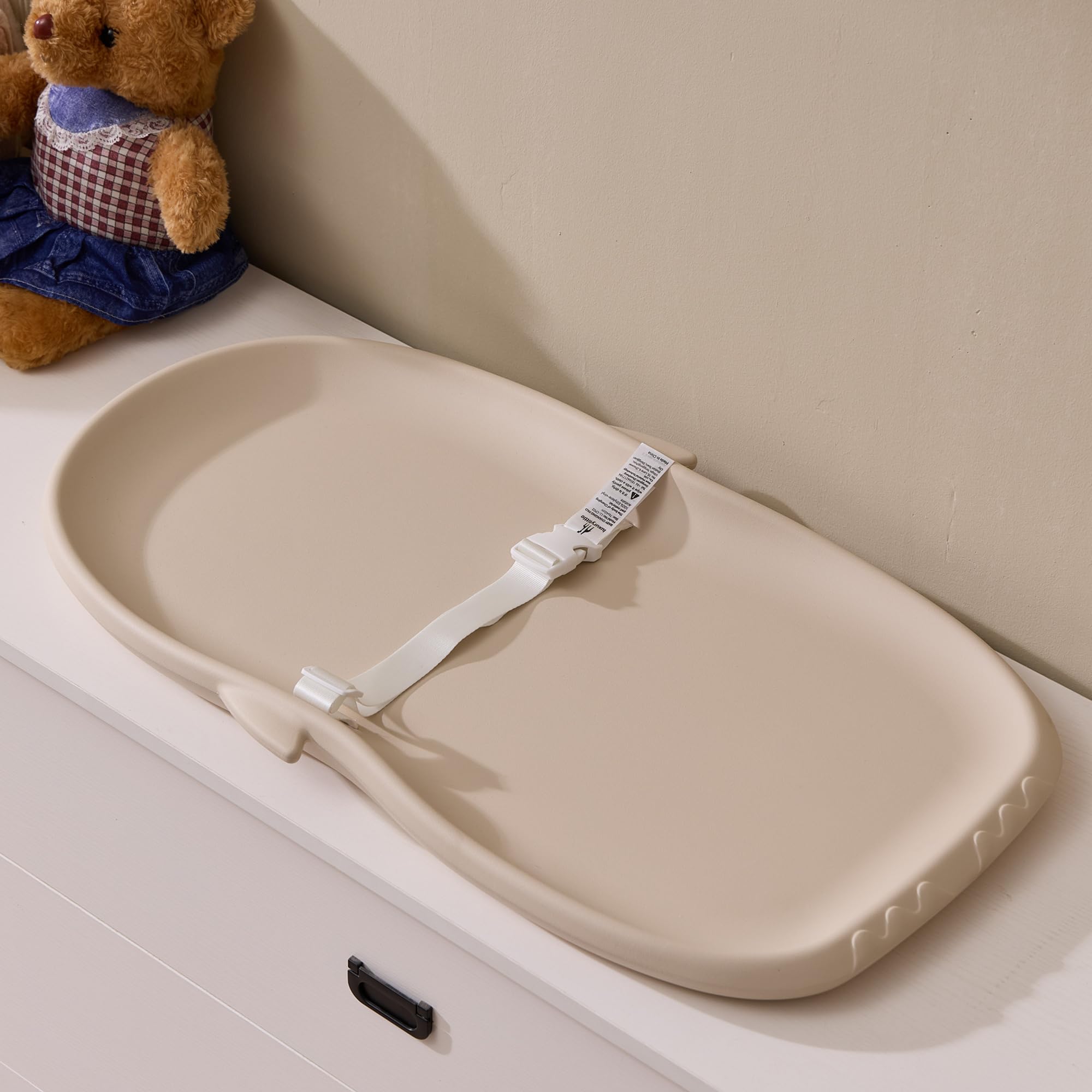 Photo 1 of Luxury Little Portable EVA Baby Changing Pad Waterproof Changing Pad for Diaper Changes,Dressing,Baby Massage & Moisturizer Application,Soft & Non-Slip,Adjustable Safety Belt,Penguin Design,Beige