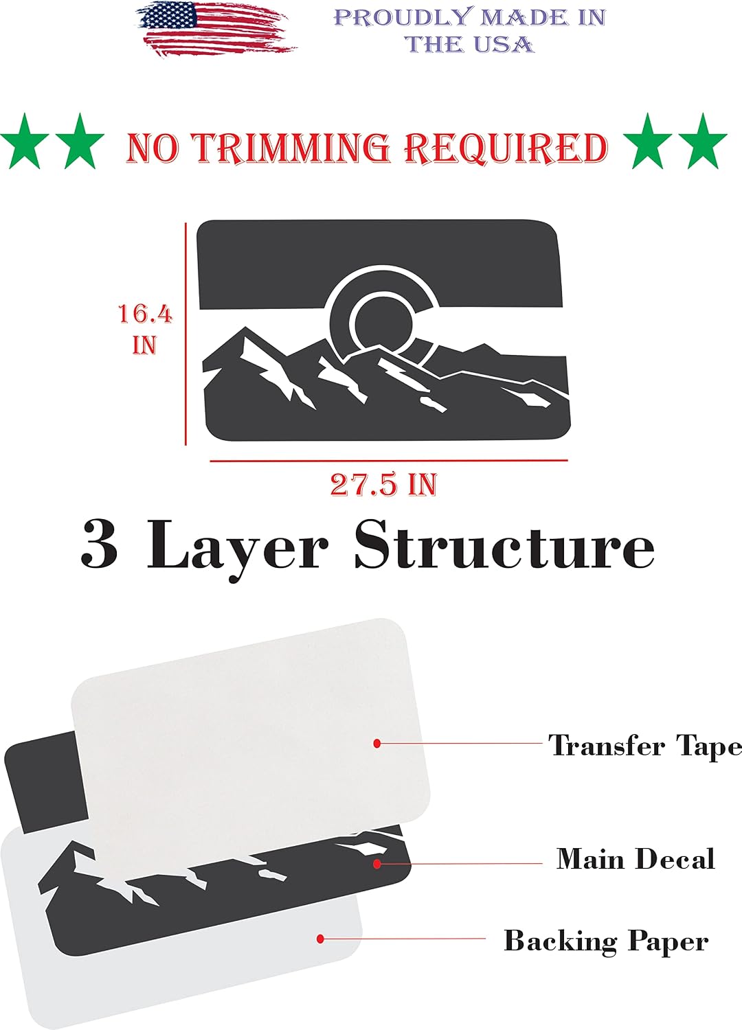 Compatible with Jeep Wrangler JK & JKU (4 Door) 2011 – 2018 | Precut Colorado Mountain Scene Flag Window Decals | Both Side | Proudly Made in The US | Matte Black (Colorado Mountain Scene)