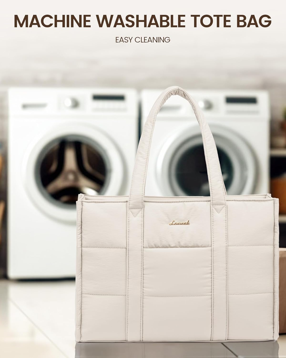 LOVEVOOK Laptop Bag for Women, Puffer Tote Bag for Work 17 Inch Large Computer Briefcase for Teacher Nurse, Quilted Lightweight Casual Shoulder Bags For Travel, Daily - Image 8