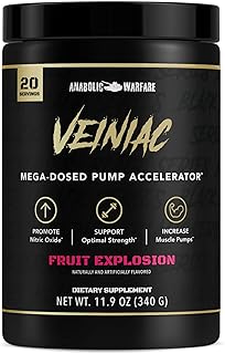Anabolic Warfare Veiniac Muscle Pump Activator Supplement Stimulant Free Pre-Workout with L-Citrulline, Betaine Anhydrous, & Added AGMass™, Increases Nitric Oxide*, Fruit Punch 20 Servings