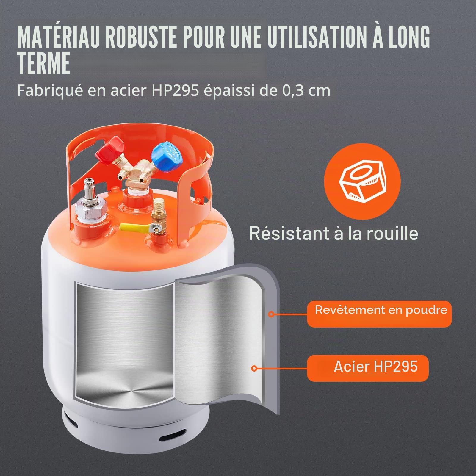 VEVOR Réservoir de récupération de réfrigérant avec interrupteur à flotteur – Réservoir de récupération AC d'une capacité de 30 lb avec adaptateur ¼ à ½, réservoir de récupération réutilisable CVC pou