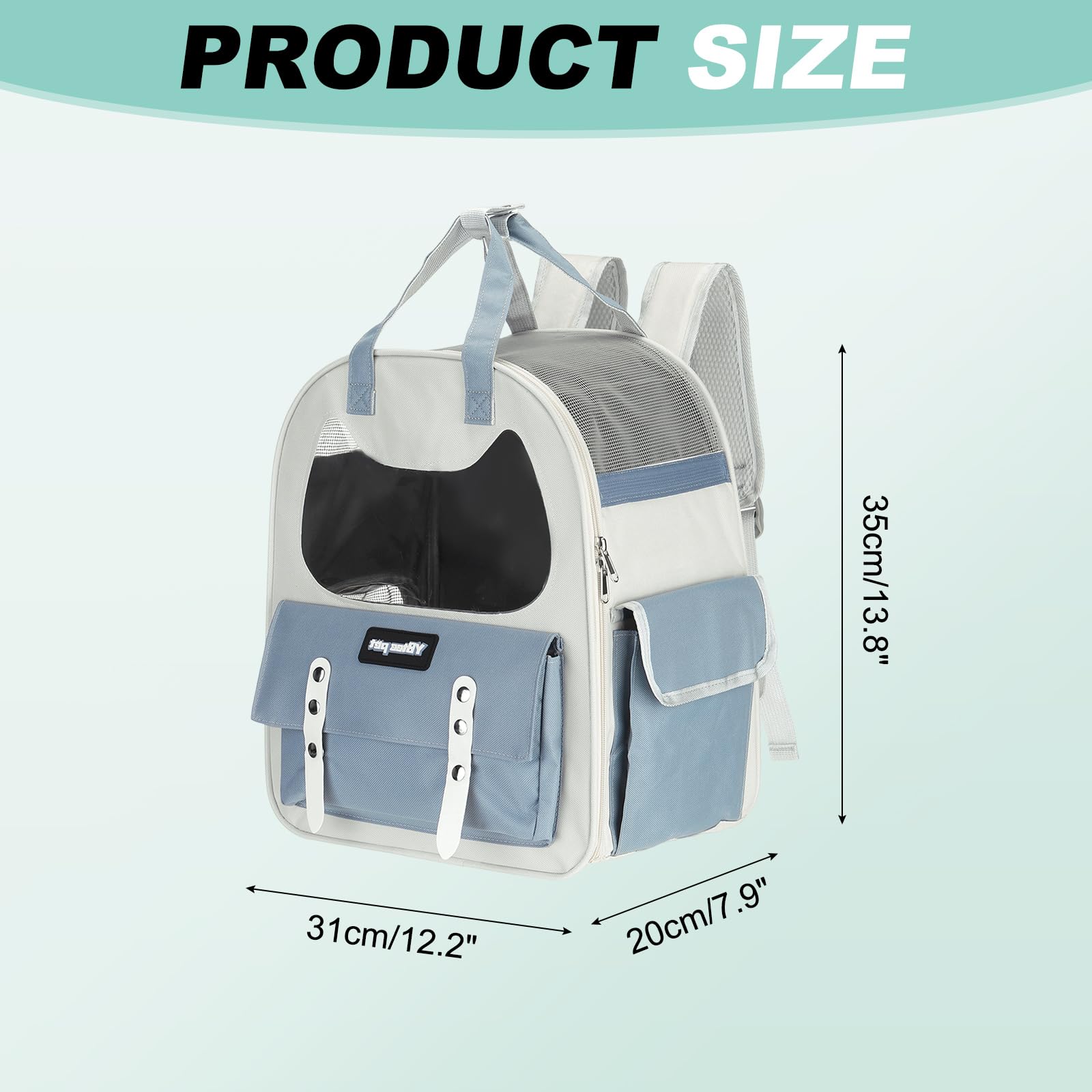 sourcing map Katzenrucksack, atmungsaktiv, Wanderrucksack, Reisetasche, Haustierzubehör für Katzen oder kleine Hunde, Welpen, geeignet für Wandern/Camping/Reisen (Blau, 30,5 x 20,3 x 35,6 cm)