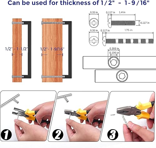 Vista 34 de Ravinte - Paquete de 25 tiradores cuadrados para gabinete de cocina de 7.5 pulgadas, negro mate, tiradores de cajón, negro; herrajes de cocina