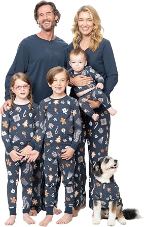 بيجامات عيد الميلاد من PajamaGram للعائلة - مجموعات بيجامات عائلية متطابقة، للحيوانات الأليفة مقاس XS