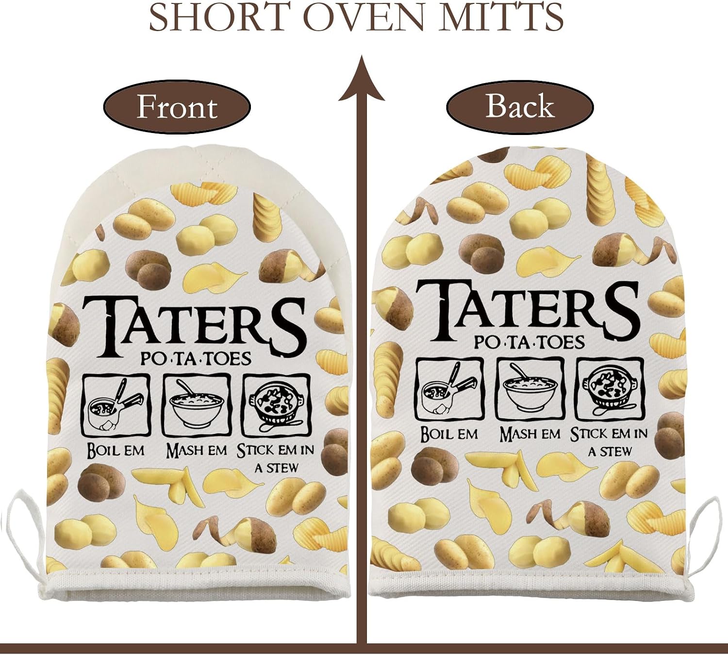 WCGXKO Book Lovers Literature Merch Potato Lover Baking Short Oven Mitt Excellent Boiled Potatoes Gift Taters Potatoes Kitchen Gloves (TAT Potatoes G)