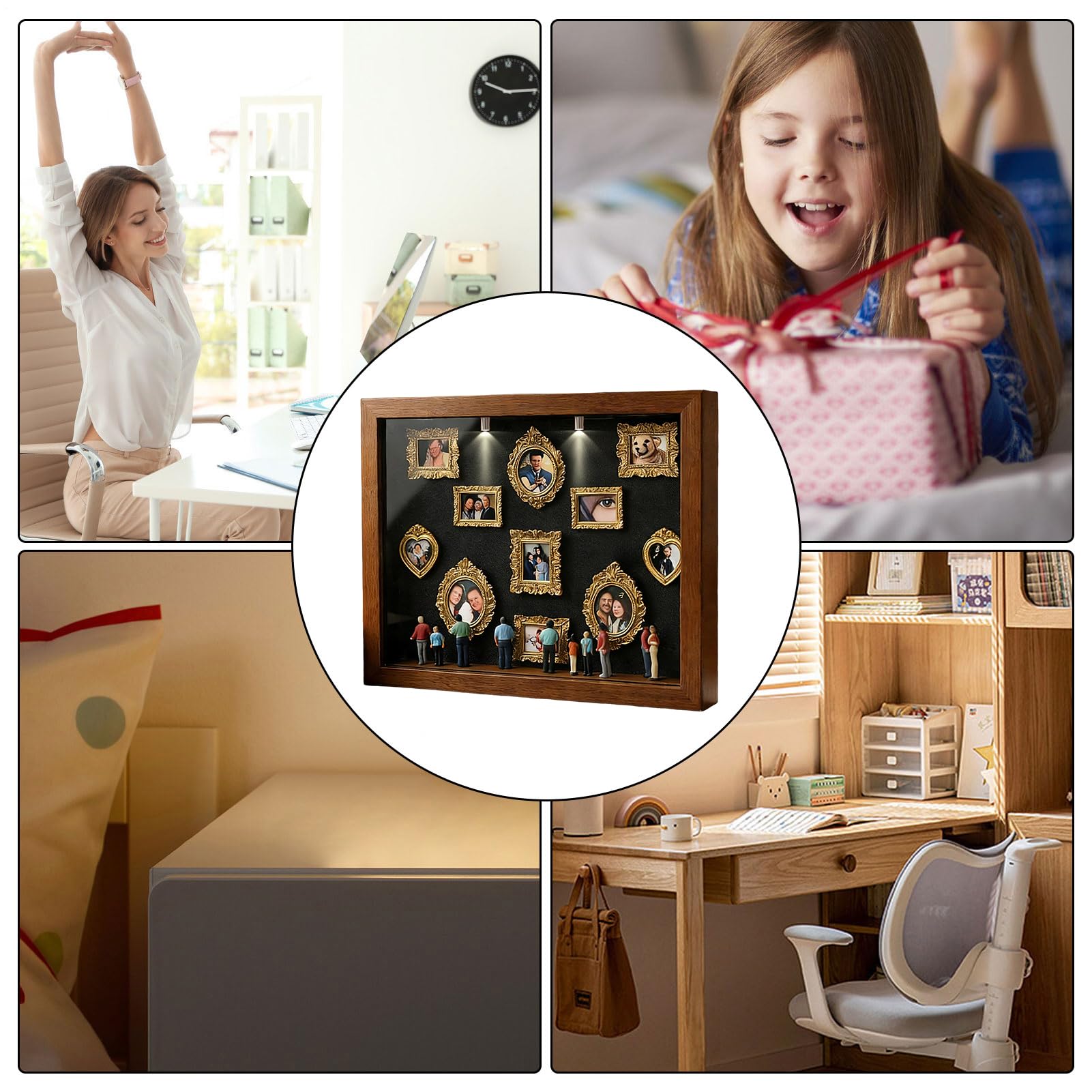 Mini Museo Fai Da Te Scatola Silhouette, Cornice Con Scatola Ombra Con Faretto, Set Multifunzionale Di Cornici Ombra, Mini Vetrina Interattiva Per Musei Per Matrimoni Compleanni Vacanze Appartamenti