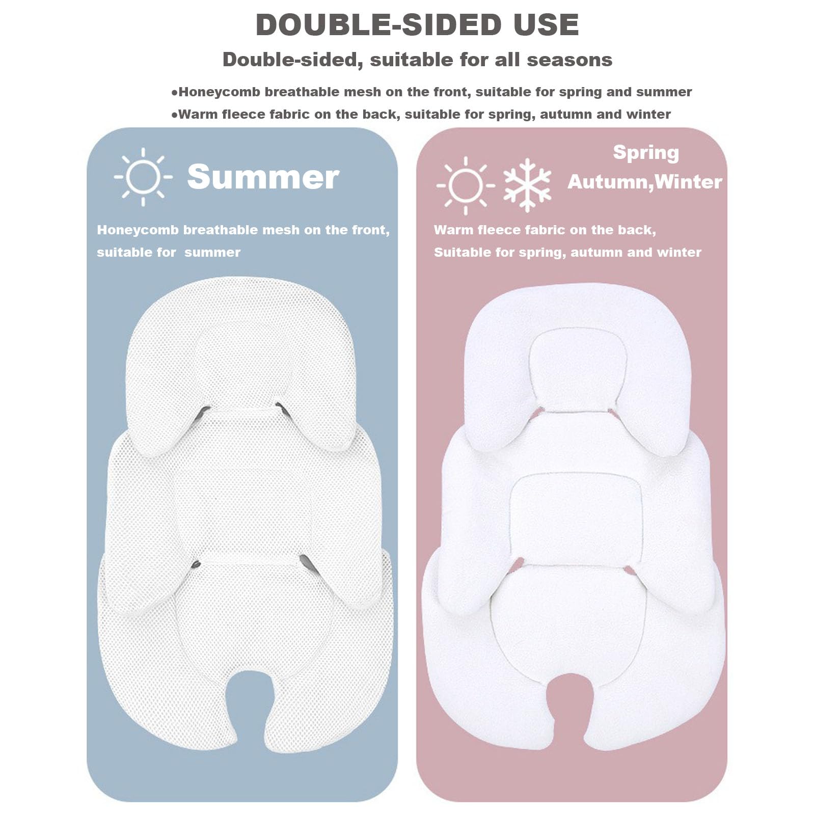 Liemuao Coussin de Siège Réversible pour Poussette, Coussin Réducteur de Siège Auto Confortable Sécurisé pour Tête et Corps, Coussin Soutien pour poussettes, nacelles et sièges Auto (Noir)