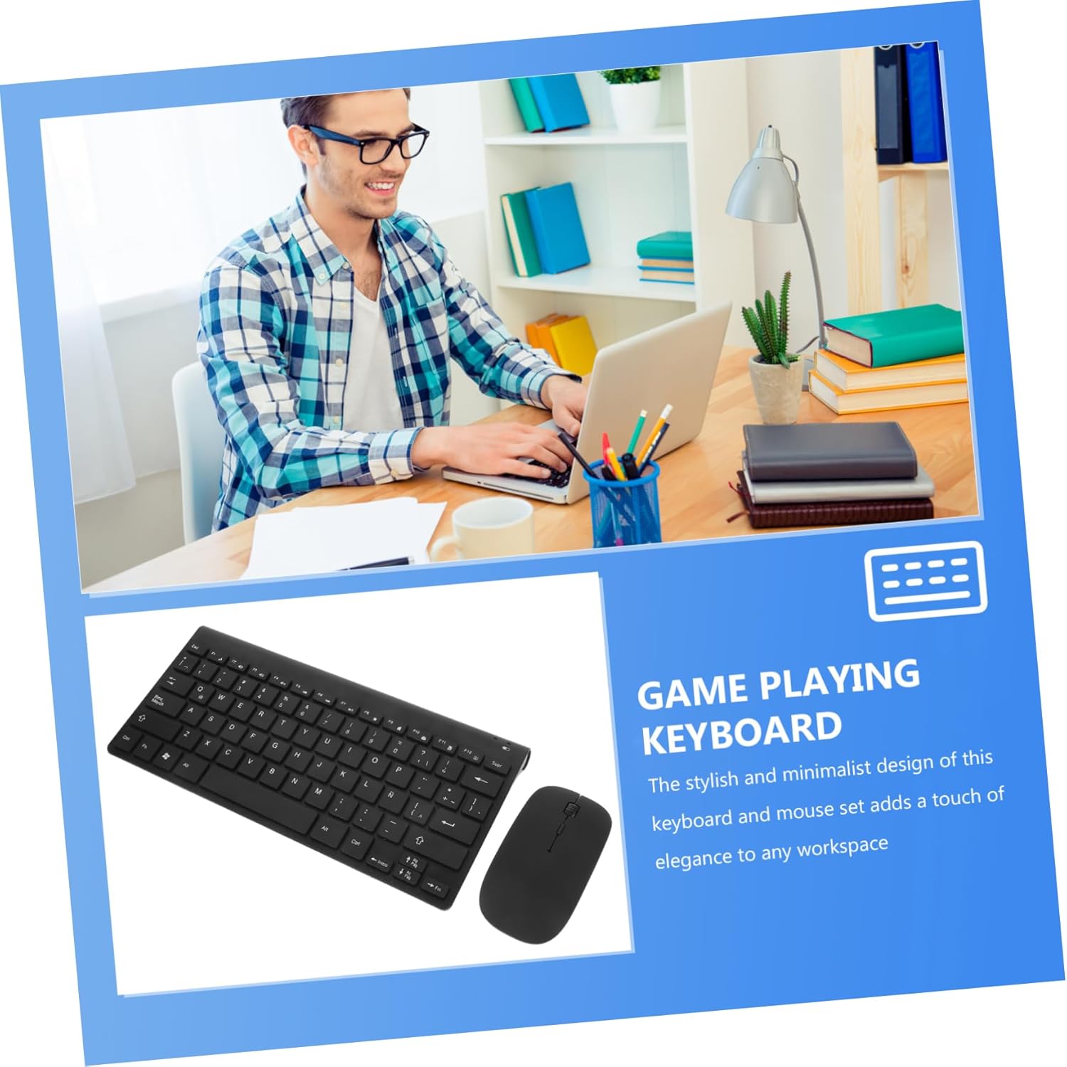 NUOBESTY 1Set Keyboard and Mouse for Laptop Elegant Design Durable Material for Office and Work Use Cordless Keyboard with Reliable Mouse