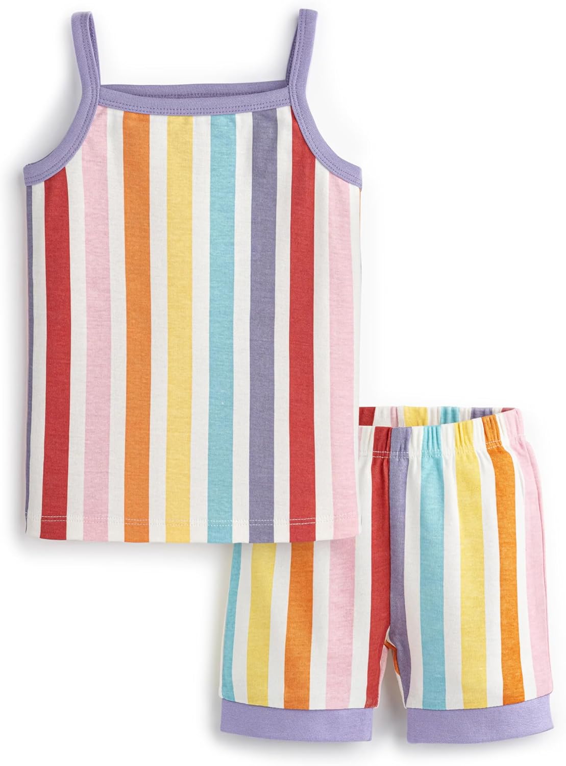 monica + andy Two Piece Spaghetti Tank Pajama Set, 100% Organic Baby Clothes for Girls, Sizes For Kids & Toddlers