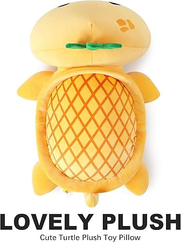 Miniatura 7 de Onsoyours Almohada de peluche suave de tortuga de tortuga, adorable juguete de peluche de tortuga Kawaii para niños (tortuga piña, 13 pulgadas)