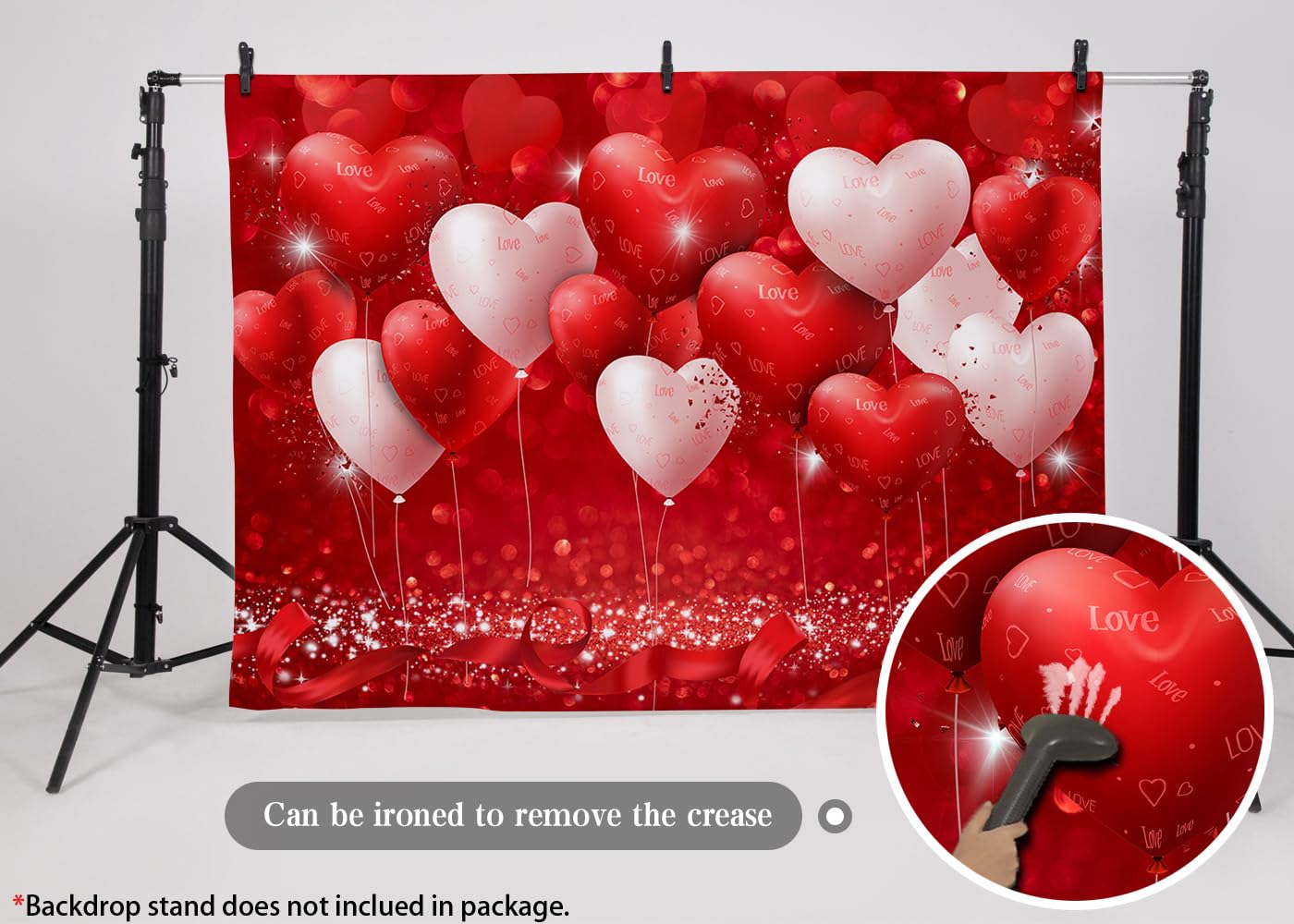 Valentinstag Hintergrund-Banner – 180x110 Cm, Mit „Happy Valentine’s Day“-Aufdruck, Inkl. Aufhängeseil