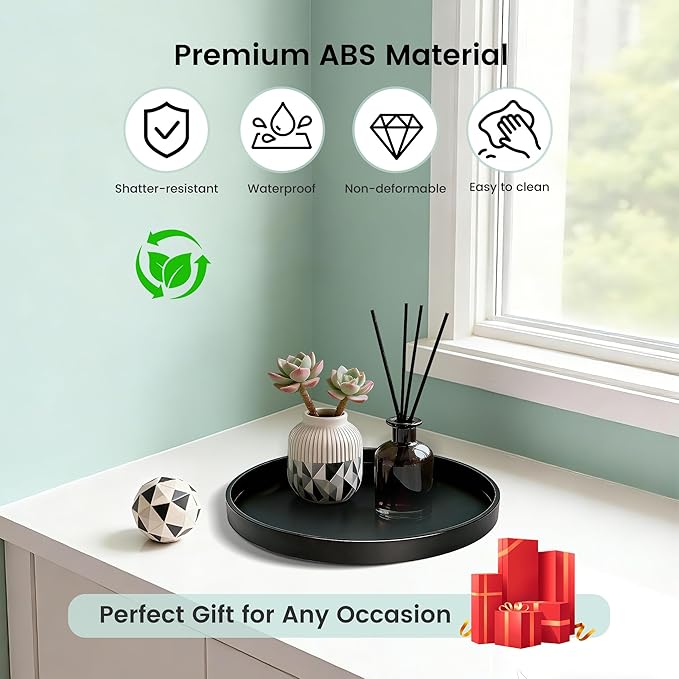 Bandeja para Baño Redonda Negra de ABS, Organizador para Encimera miniatura 6