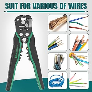 HARDELL+ Wire Stripper, Self-Adjusting Wire Stripping Tool with 27 Universal Accessories, 3 in 1 Stripper/Cutter/Crimping Tool for Electronics Projects/DIY/Home Repairs (10-24 AWG)