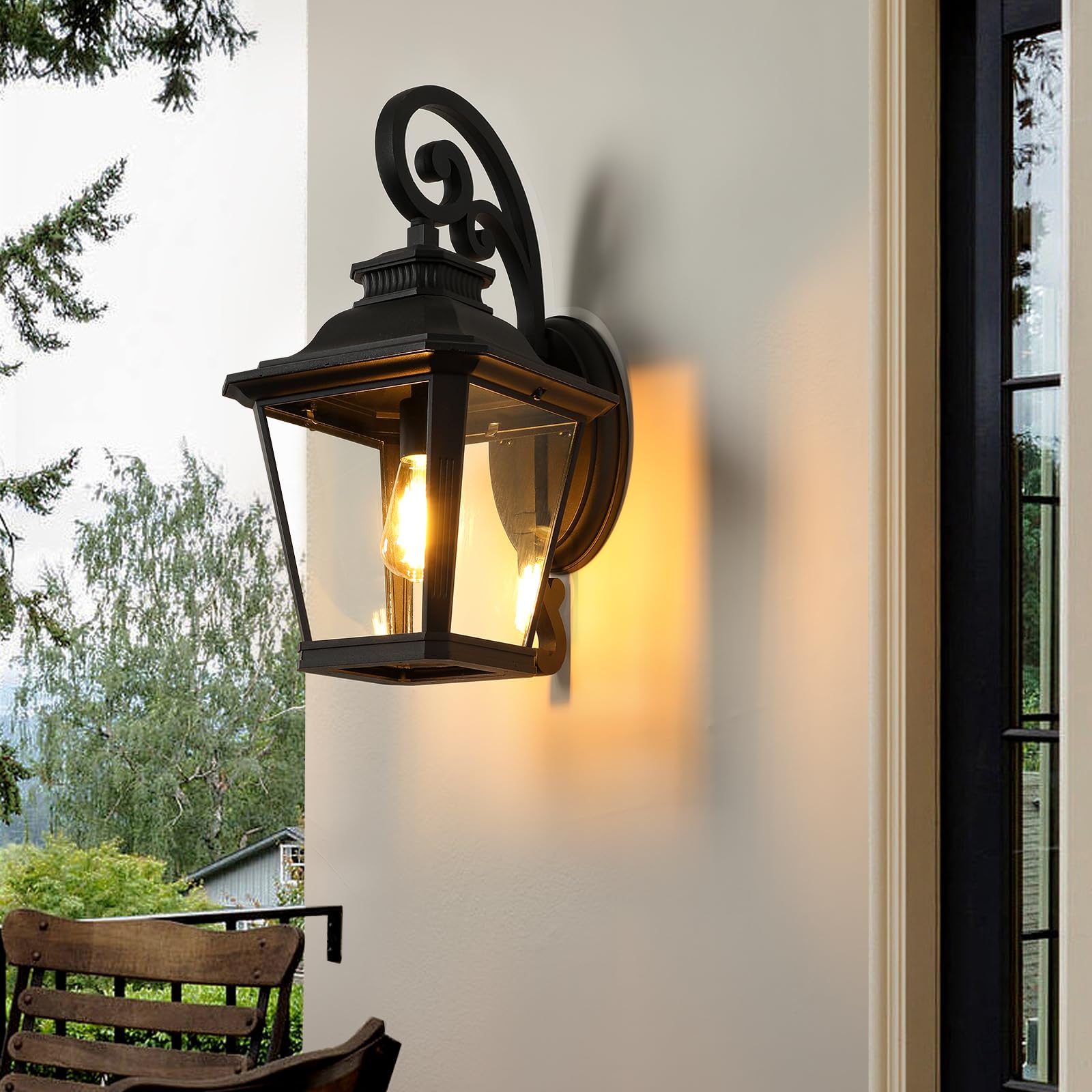 VDOQTLJT Enhance Outdoor Security with Large Wall Sconce Light Fixture Weather-Resistant Easy Installation Suitable for E26 Bulbs Black