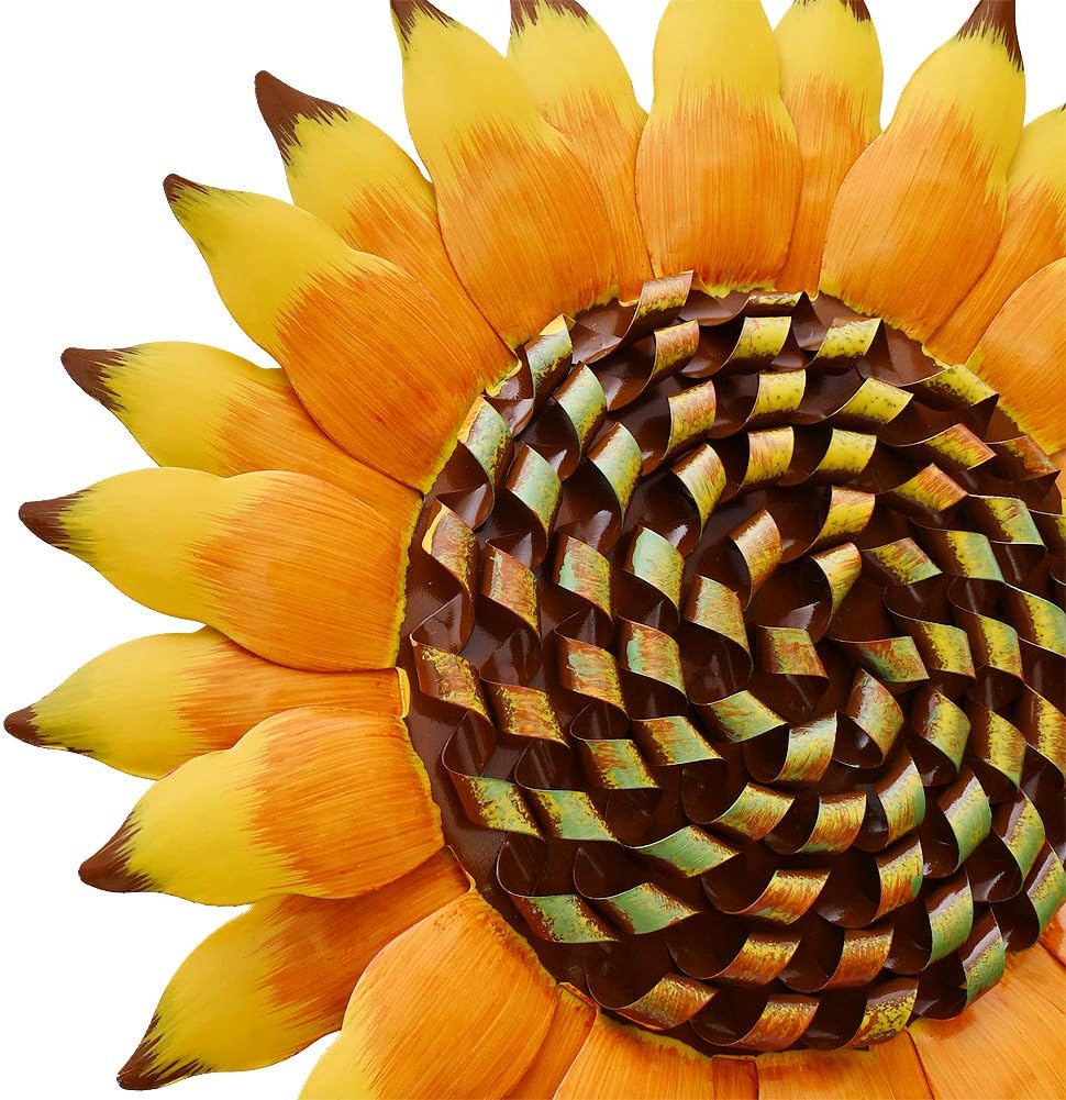 33.5" H Sunflower Garden Stake with Black Crow Outdoor Yard Decor, Rustic Metal Yard Art Flower Stake for Outside Yard Lawn Patio Porch Pathway Decorations