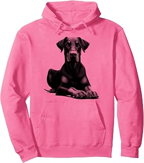 Cool Doberman with Floppy Ears in Lying Pose Pullover Hoodie