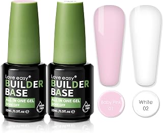 Hema Free Builder Gel (Milky White+ Baby Pink) - Hypoallergenic Strong Base Coat | Long-Lasting Adhesion (30+ Days) for Professional Nails Gift for Women